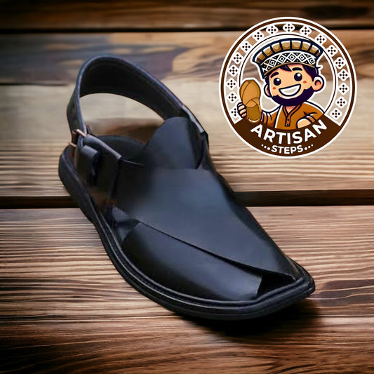 Classic Peshawari Chappal - Black