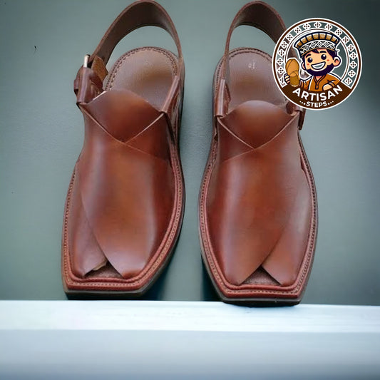 Classic Peshawari Chappal - Brown