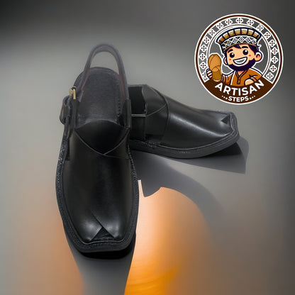 Classic Peshawari Chappal - Black